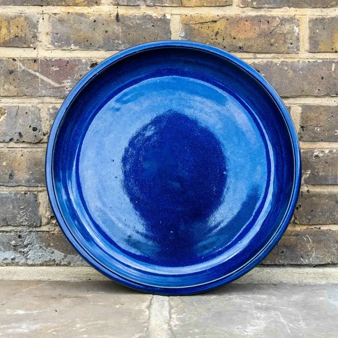 Glazed Terracotta Large Saucer Blue (D45cm) Handmade Plant Pot Saucer - image 1