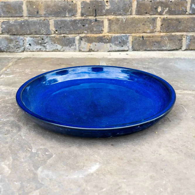 Glazed Terracotta Large Saucer Blue (D45cm) Handmade Plant Pot Saucer - image 2