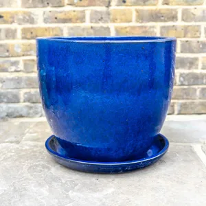 Glazed Terracotta Large Saucer Blue (D45cm) Handmade Plant Pot Saucer - image 3