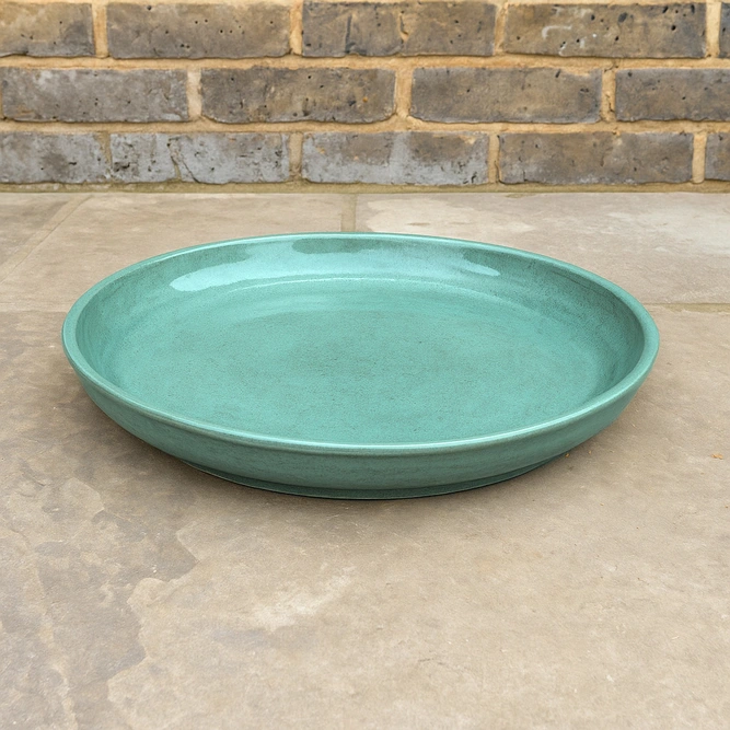 Glazed Terracotta Large Saucer Celadon Green (D45cm) Handmade Plant Pot Saucer - image 2