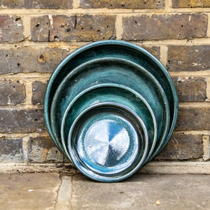 Glazed Terracotta Large Saucer Moss Green (D45cm) Handmade Plant Pot Saucer - image 1