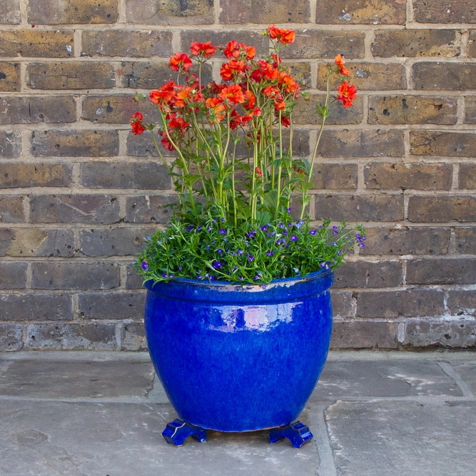 Glazed Terracotta Plant Pot Feet Blue (Set of 3) Handmade Planter Feet - image 3