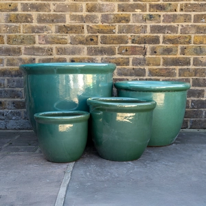 Glazed Terracotta Rim HP001 Celadon Green - Handmade Outdoor Planter Pot