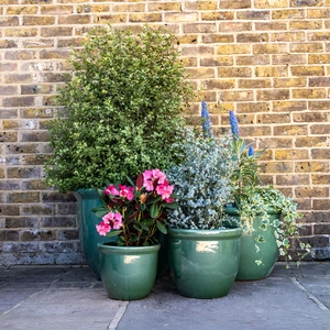 Glazed Terracotta Rim HP001 Celadon Green (D30cm x H25cm) Handmade Outdoor Planter Pot - image 2