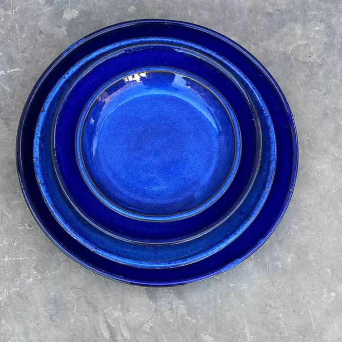 Glazed Terracotta Saucer Blue (D29cm) Handmade Plant Pot Saucer - image 2
