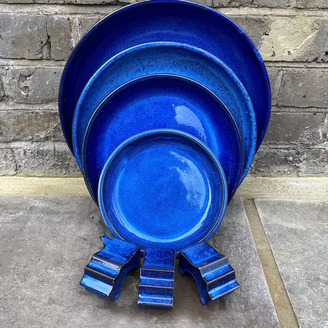 Glazed Terracotta Saucer Blue (D29cm) Handmade Plant Pot Saucer - image 4