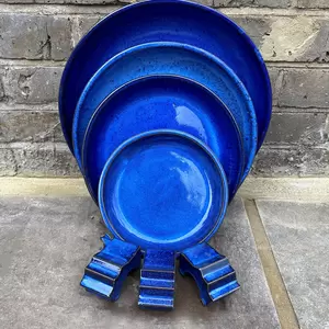 Glazed Terracotta Saucer Blue (D29cm) Handmade Plant Pot Saucer - image 4