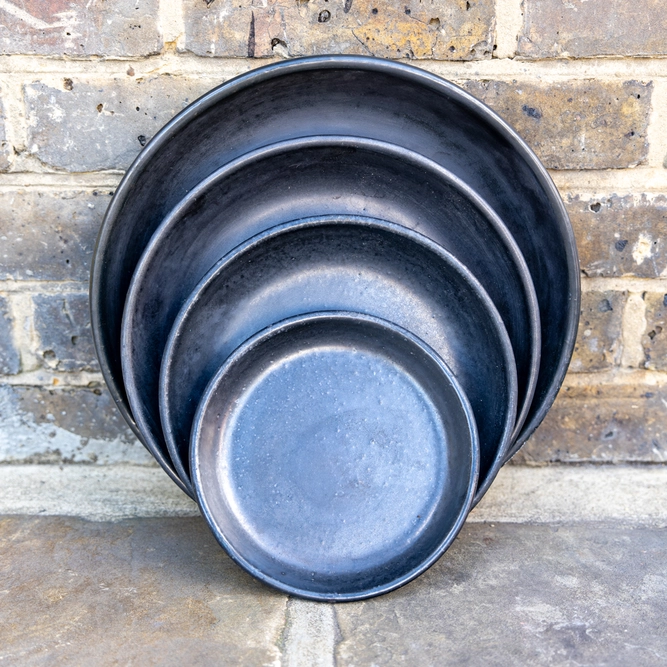 Glazed Terracotta Saucer Matt Black (D23cm) Handmade Plant Pot Saucer - image 1