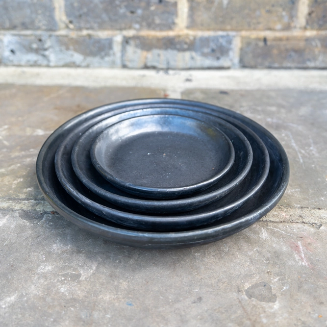 Glazed Terracotta Saucer Matt Black (D23cm) Handmade Plant Pot Saucer - image 2