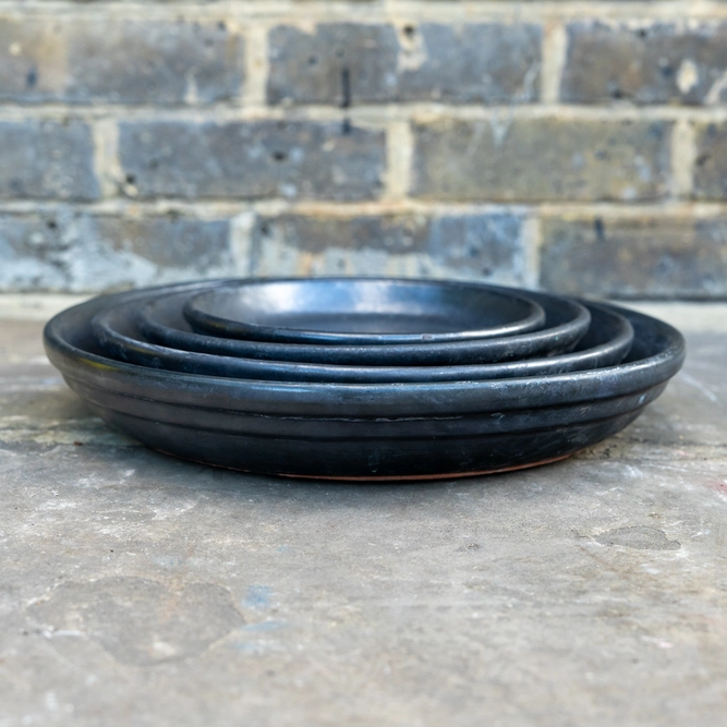 Glazed Terracotta Saucer Matt Black (D23cm) Handmade Plant Pot Saucer - image 3
