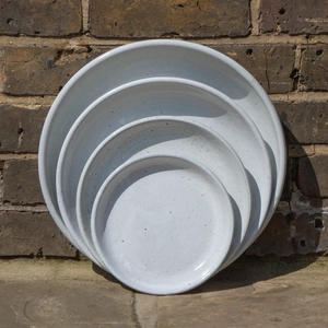 Glazed Terracotta Saucer White - Handmade Outdoor Plant Pot Saucer