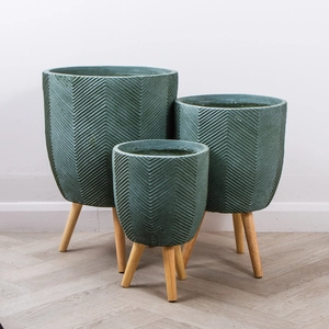 Iowa Leggs Pot Green (D38cm x H55cm) Multi-use Indoor Plant Pot Cover On Legs - image 1