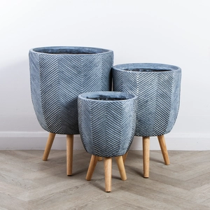 Iowa Pot Grey (D24cm x H40cm) Multi-use Indoor Plant Pot Cover On Legs - image 1