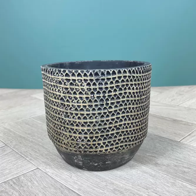 Jack Pot Black (Pot Size D12.5cm x H14cm) Indoor Plant Pot Cover - image 1