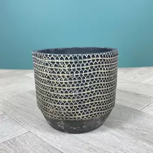 Jack Pot Black (Pot Size D12.5cm x H14cm) Indoor Plant Pot Cover - image 1