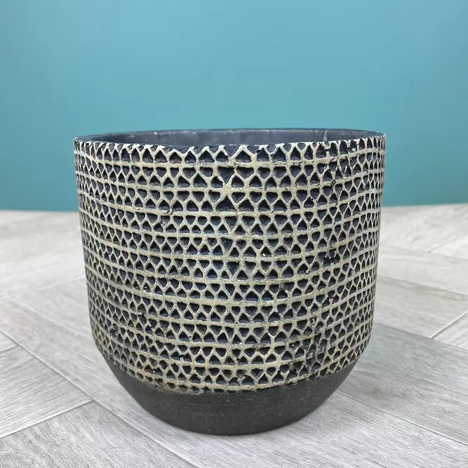 Jack Pot Black (Pot Size D13cm x H15cm) Indoor Plant Pot Cover - image 1