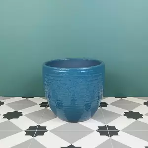 Katy Blue Glaze (D14cm x H16cm) Indoor Plant Pot Cover - image 1