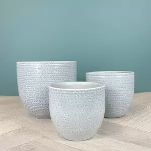 Katy Grey Glaze (D22cm x H24cm) Indoor Plant Pot Cover - image 1