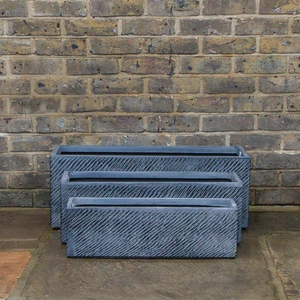 Linea Trough Black (W65cm x H22cm x D23cm) Fibreclay Outdoor Trough Planter - image 1