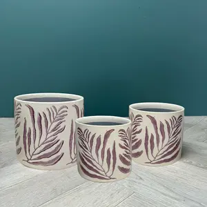 Mauve Branch Pot (3 Sizes) Glazed Ceramic Plant Pot