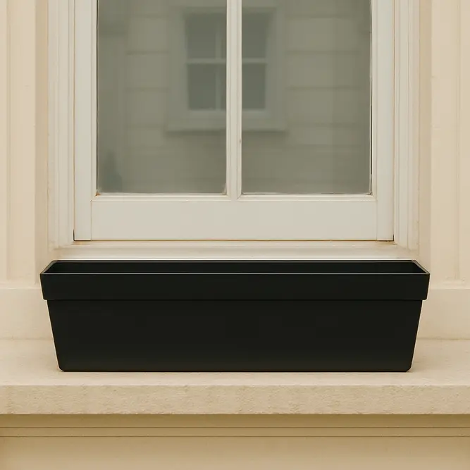 Metal Trough Window Box Planter - Black (L40cm x W17cm x D17cm) - image 3