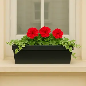 Metal Trough Window Box Planter - Black (L40cm x W17cm x D17cm) - image 2
