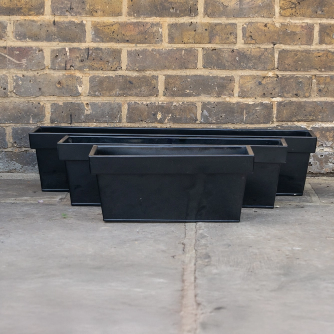 Metal Trough Window Box Planter - Black (L40cm x W17cm x D17cm) - image 1