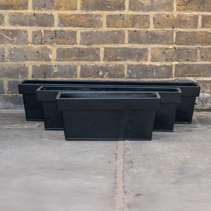Metal Trough Window Box Planter - Black