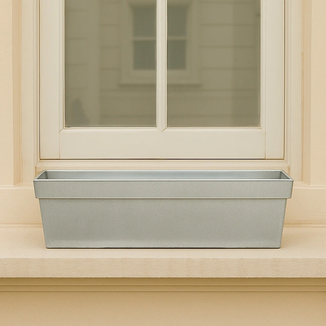 Metal Trough Window Box Planter - Silver (L40cm x W17cm x D17cm) - image 3