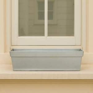 Metal Trough Window Box Planter - Silver (L40cm x W17cm x D17cm) - image 3