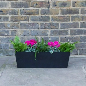 Plant Trough Balcony Box Black (W55xH17) EcoStone Lightweight Plant Box - image 1