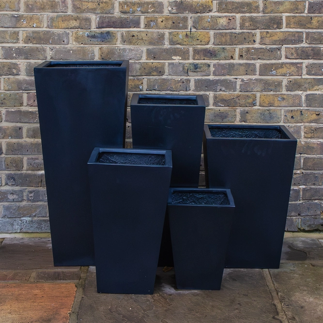 Polystone Tapered Square Planter  H75cm x W33cm Outdoor Plant Pot - image 1