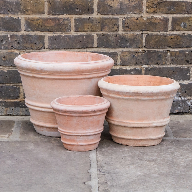 Whitewash Terracotta Coni Planter (Pot Size D24cmxH20cm) Handmade Outdoor Plant Pot - image 1