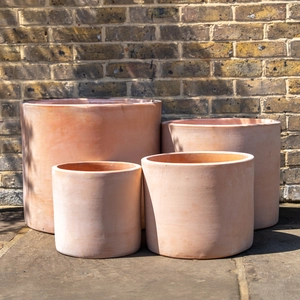 Whitewash Terracotta Cylinder Planter - Handmade Outdoor Plant Pot