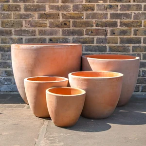 Whitewash Terracotta Egg Planter - Handmade Outdoor Plant Pot