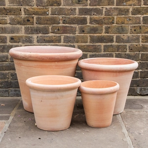 Whitewash Terracotta Lip Planter - Handmade Outdoor Plant Pot
