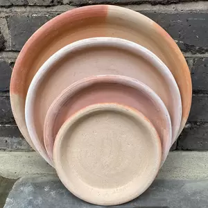 Whitewash Terracotta Saucer - Handmade Outdoor Plant Pot Saucer