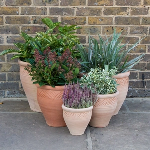 Whitewash Terracotta Stan Etched Planter (D18cm x H17cm) Handmade Outdoor Plant Pot - image 2