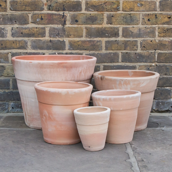 Whitewash Terracotta Stan Wide Planter  (D19cm x H20cm) Handmade Outdoor Plant Pot - image 1