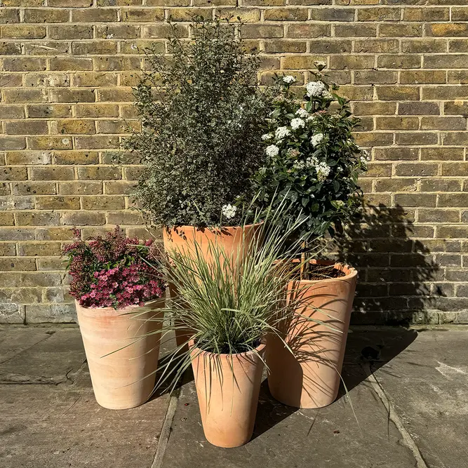 Whitewash Terracotta Tall Taper Planter (D26xH32cm) Handmade Outdoor Plant Pot - image 2