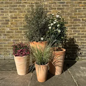 Whitewash Terracotta Tall Taper Planter (D26xH32cm) Handmade Outdoor Plant Pot - image 2