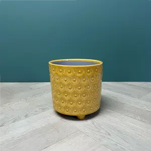Yellow Gold Burst Pot (D18xH16cm) Yellow Gold Ceramic Plant Pot - image 3