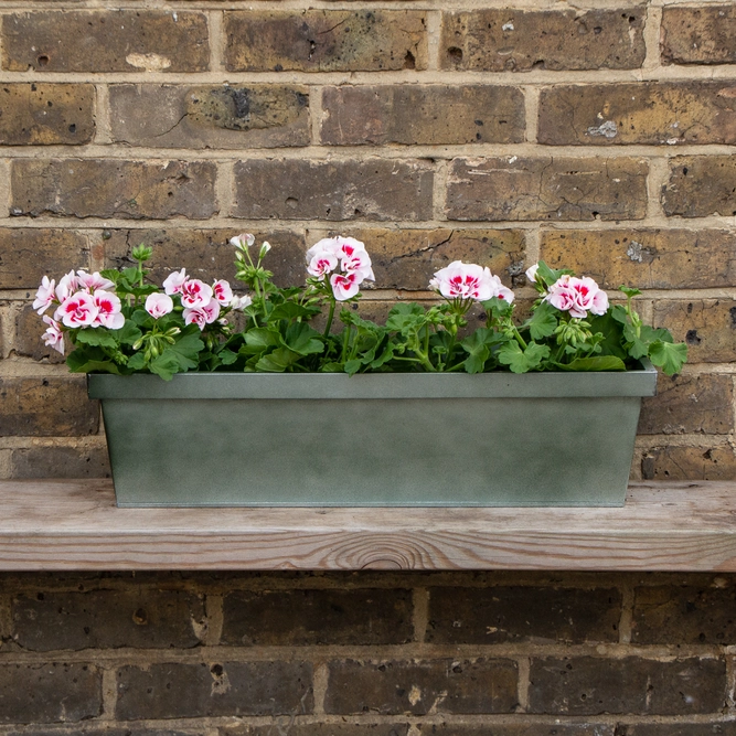 Zinc Trough Window Box Planter - Matt Green (L60cm x W17cm x H16cm) - image 1